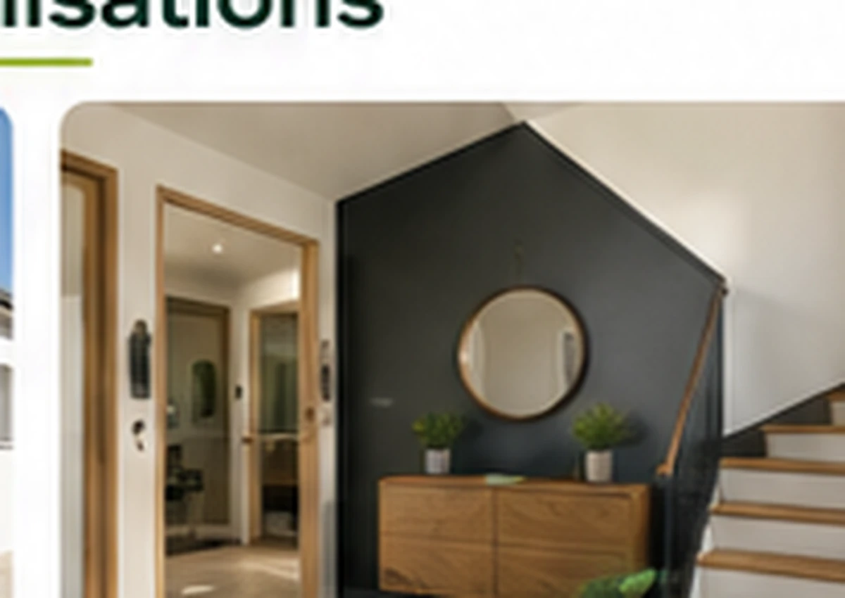 Entrée élégante avec un mur sombre et des éléments décoratifs