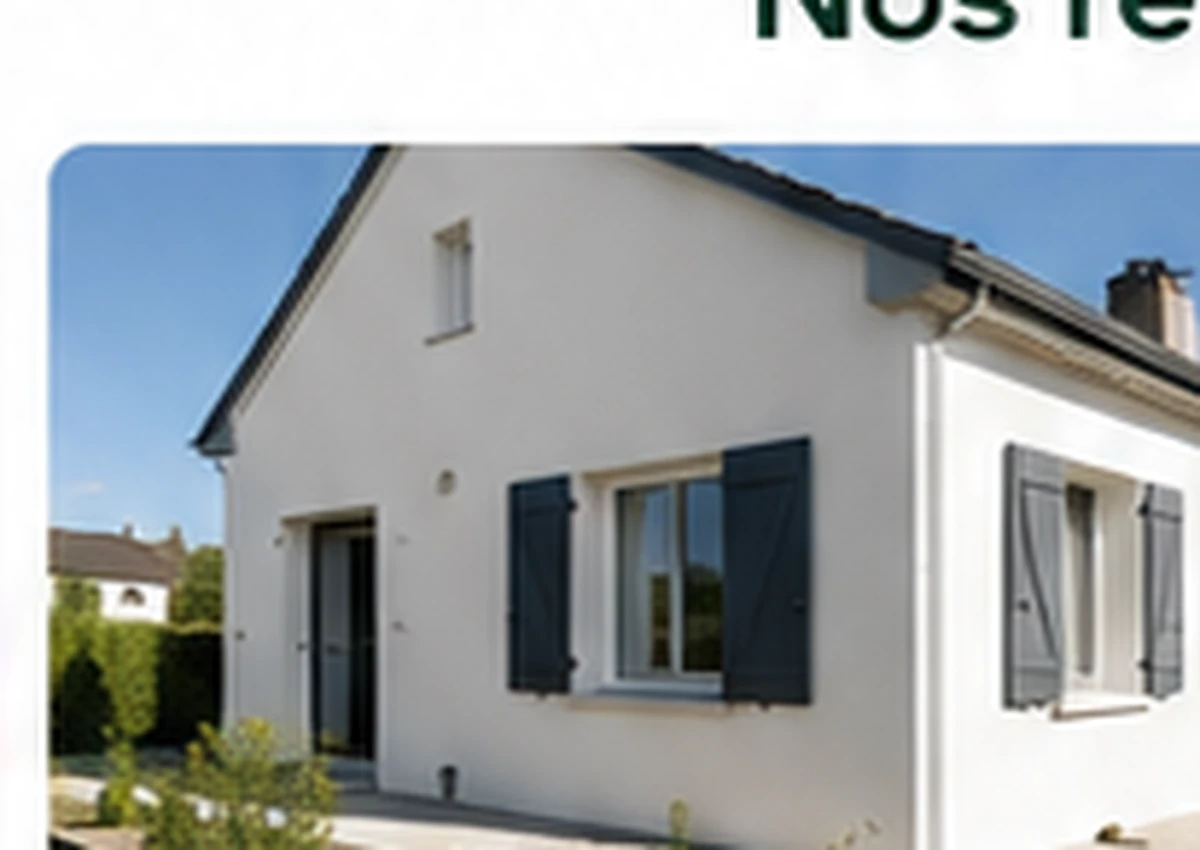 Façade de maison blanche avec volets gris